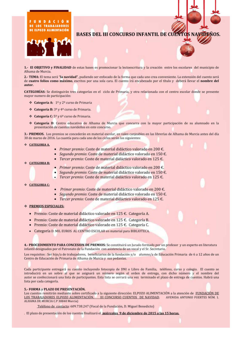 III CONCURSO INFANTIL DE CUENTOS NAVIDEÑOS