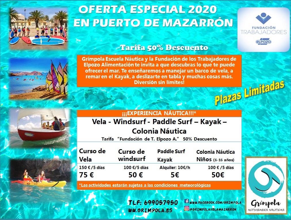 Actividades acuáticas: oferta especial 2020 en Puerto de Mazarrón